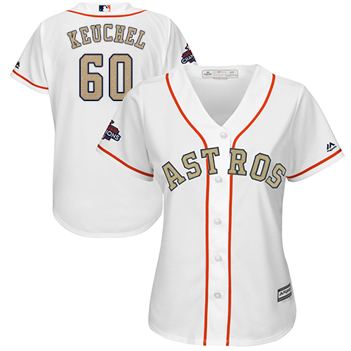 Astros #60 Dallas Keuchel White 2018 Gold Program Cool Base Women's Stitched MLB Jersey